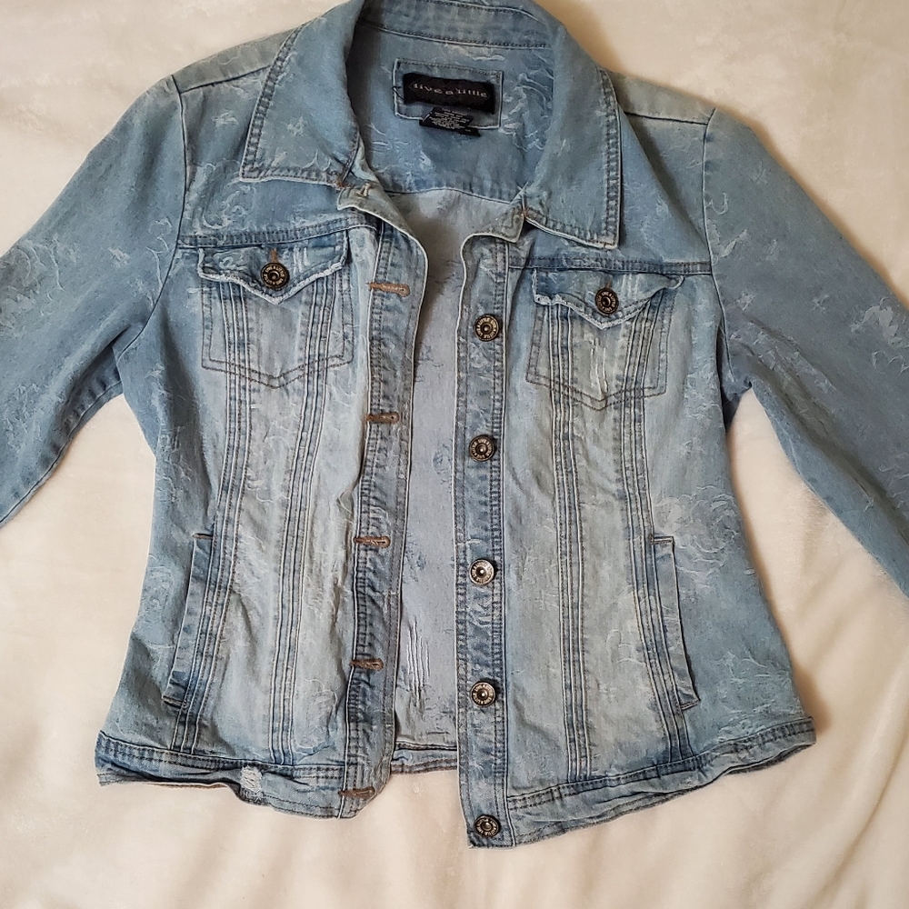Live a Little Jean Jacket with flower details
